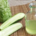 Cucumber lotion and cut vegetables