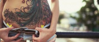 Tattoo on the stomach for girls after childbirth to hide stretch marks
